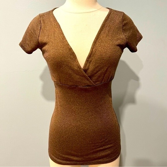 Michael Stars Metallic Bronze Wrap V Front Top One Size Fits Most - Picture 1 of 6